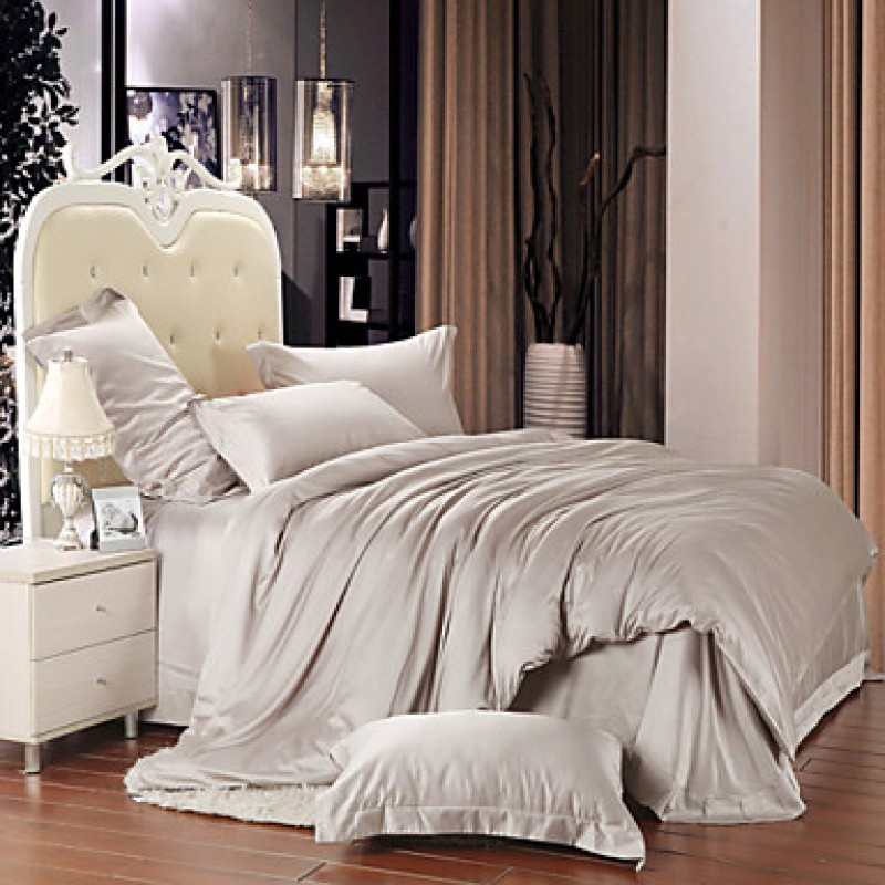 Silver gray 100%Soft Bedding Sets Queen ...