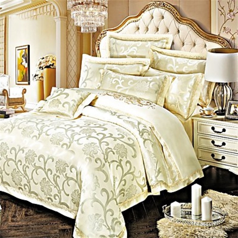 Luxury Jacquard Silk Cotton Blend 4pcs D...