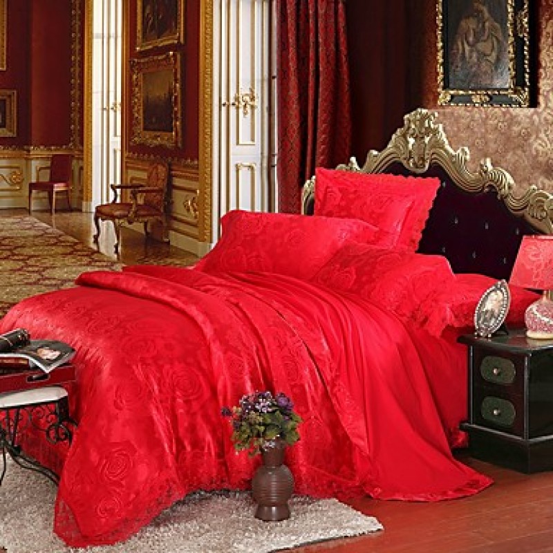Red Queen King Size Bedding Set Luxury S...
